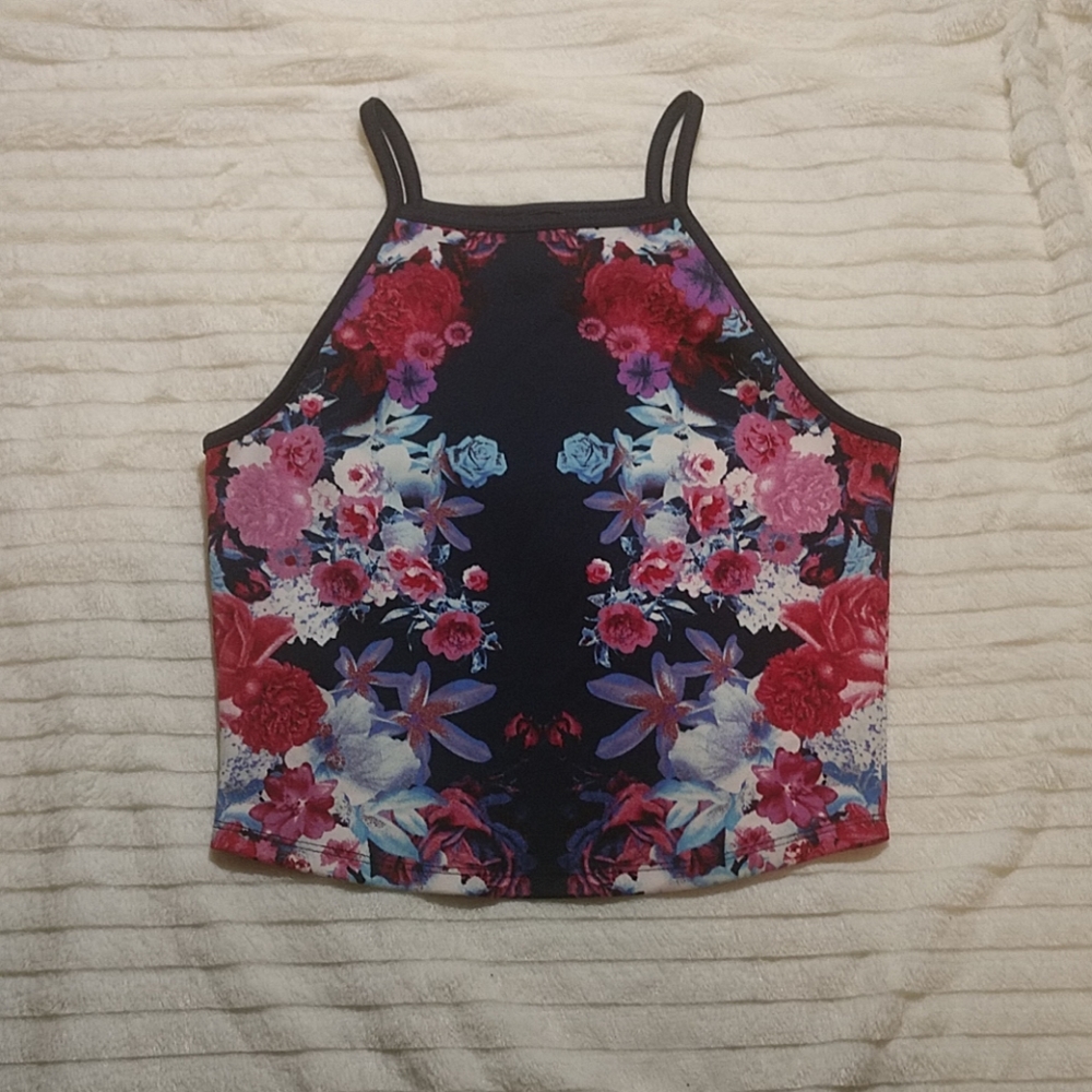 Floral mirror print crop top